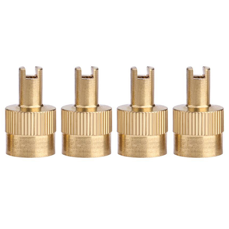 4/8/12Pcs Copper Valve Stem Caps Auto Tire Valve Dustproof Wheel Caps with Rubber Seal Nipple Caps Cover for Car Motorcycle: 4pcs -C0654-gold