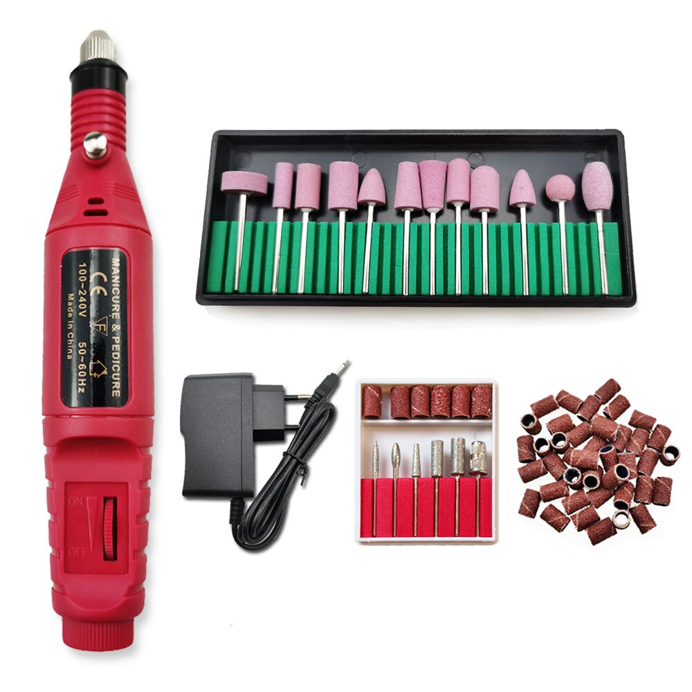 Juego de manicura con máquina pulidora eléctrica, lima de uñas , removedor de Gel, herramientas de pulido, equipo fuerte para uñas: mini with adapter 3