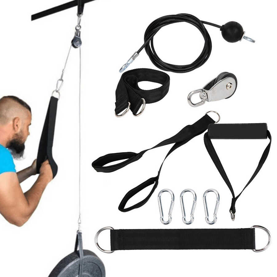 Fitness gør-det-selv remskive kabel maskine fastgørelsessystem arm biceps triceps blaster hånd styrketræning hjemmegymnastik udstyr