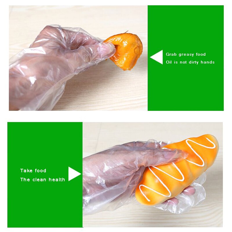 100 stuks wegwerphandschoenen, transparante plastic handschoenen, eenmalige bbq-handschoenen, multifunctionele restaurantkeukenaccessoires