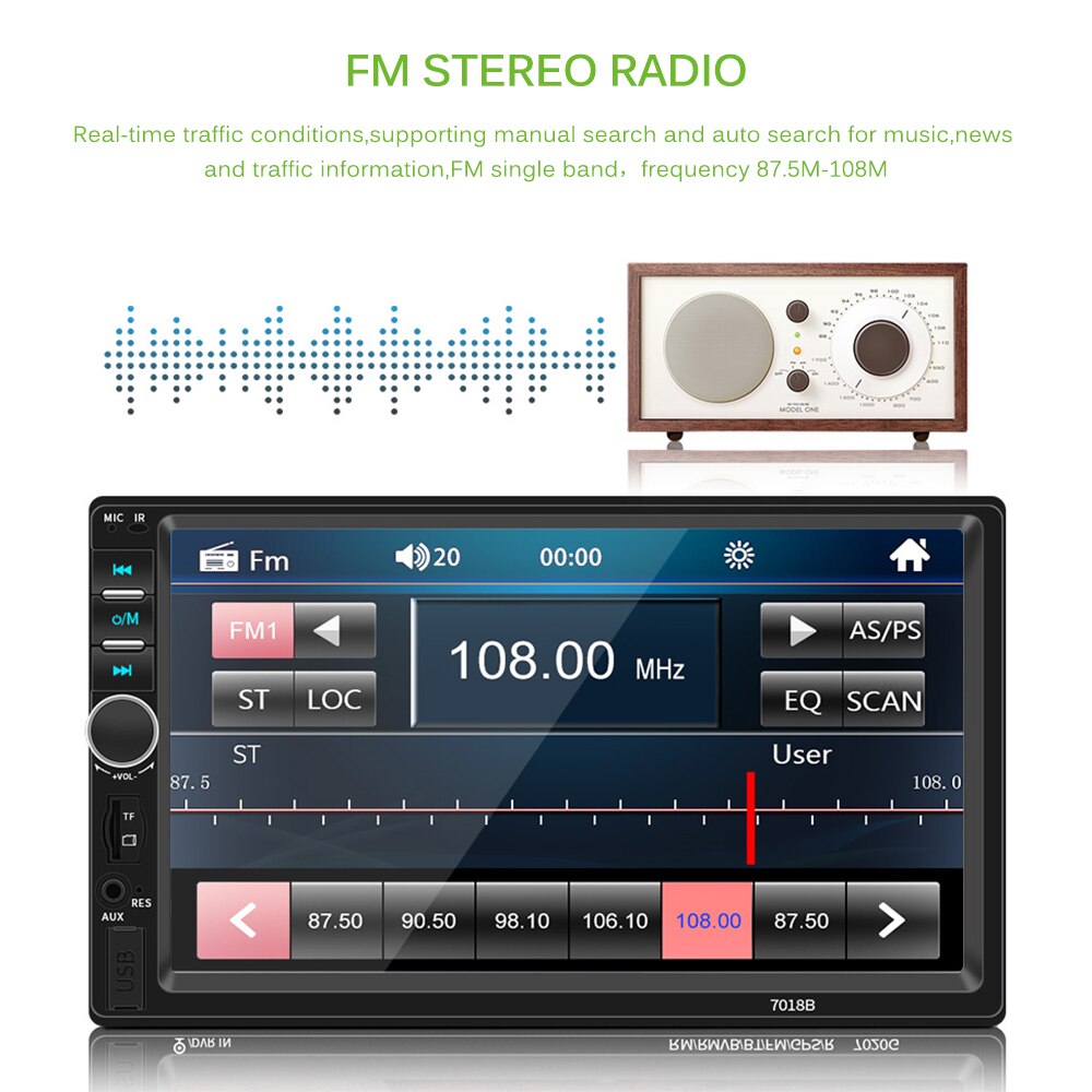 Car Video MP5 Player USB FM Transmitter LCD Display Car Kit With Remote Control Steering Wheel Controls For IOS