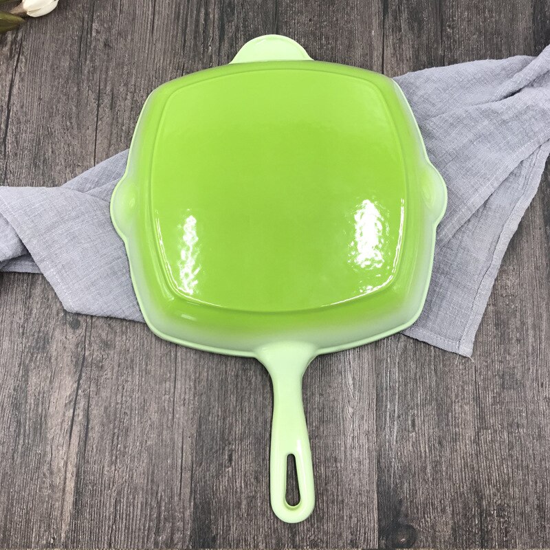 Thickened enamel cast iron steak minus pan non-stick pan stripe pan frying pan steak pan barbecue pot