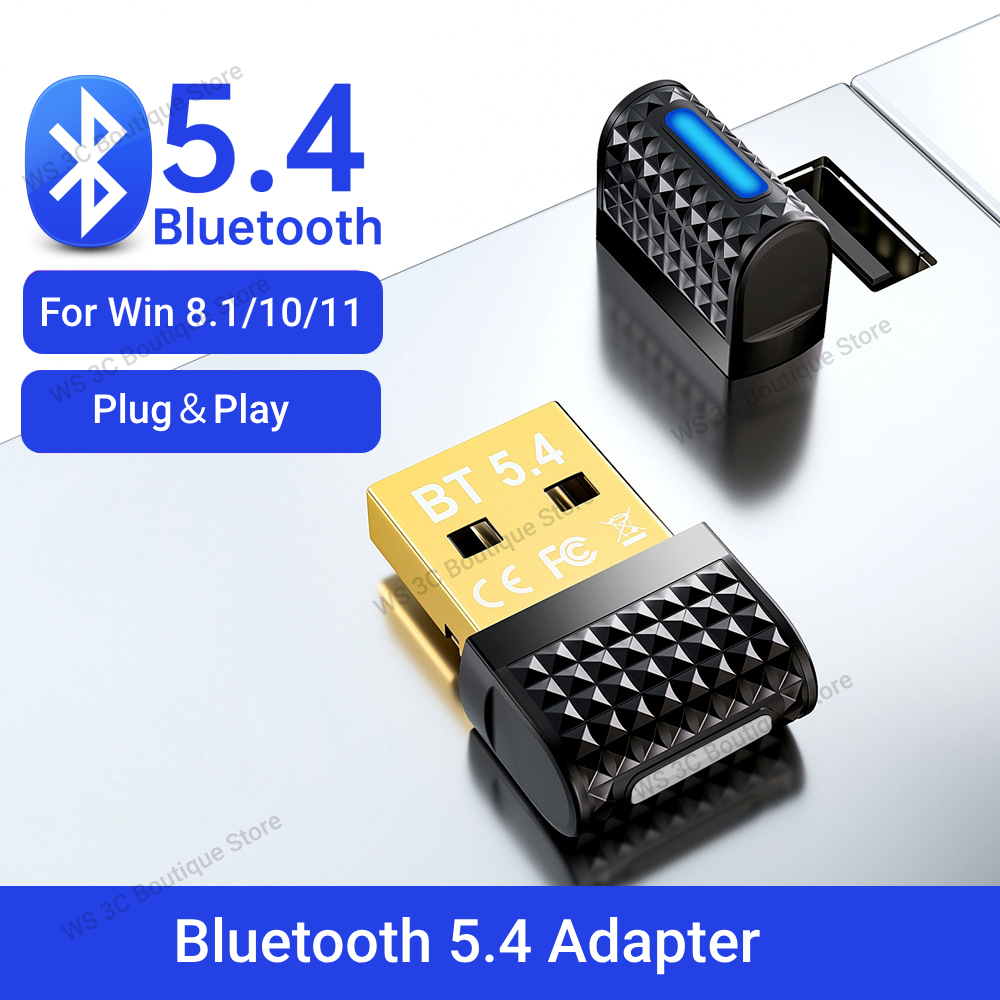 Adattatore USB Bluetooth 5.4 Dongle Bluetooth 5.3 Ricevitore e trasmettitore Bluetooth per tastiera/mouse/auricolare/altoparlante Bluetooth