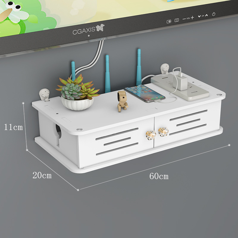 Storage Box Wireless Wifi Router Wall Hanging Plug Board Bracket Cable Organizer Livingroom Wood PVC Panel Shelf DIY Home Decor: Burgundy