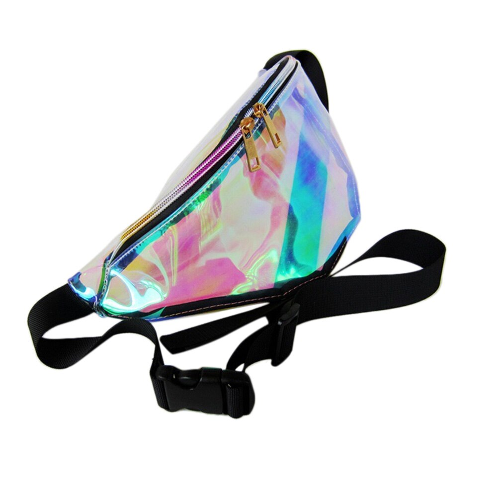 Punk arco-íris transparente fanny bum bolsa feminina cintura senhora menina retro saco