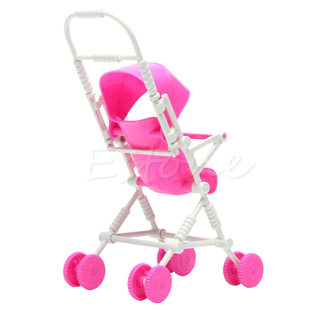 1pc Top Brand Assembly Baby Stroller Trolley Nursery Furniture Toys For Doll Pink