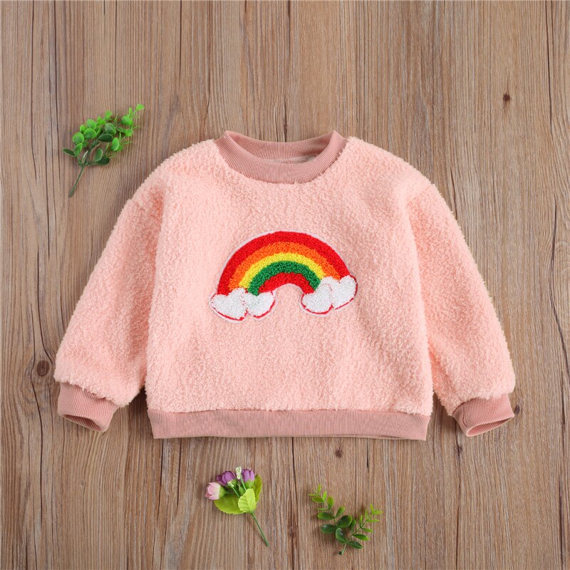 Suéter de otoño para niñas pequeñas de 0 a 3T, patrón de arco iris, estampado de princesa, Top de manga larga, disfraz informal de algodón para niños pequeños