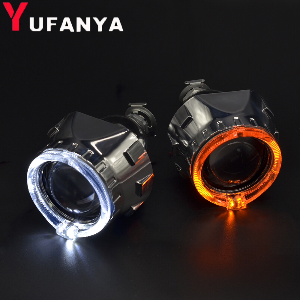2.5 Inch 8.0 Bi Xenon Projector Lens Met Drl Led Angel Eyes Lijkwaden Auto Assembly Kit Voor H1 H4 H7 xenon Auto Model