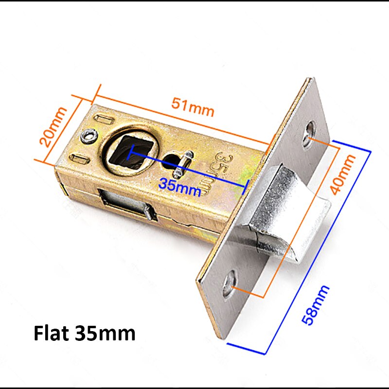 35mm-70mm Flat Tongue Lock Mortice Tubular Latch Stainess Steel Internal Door Bolt Facility Sprung Catch for Bathroom Toilet