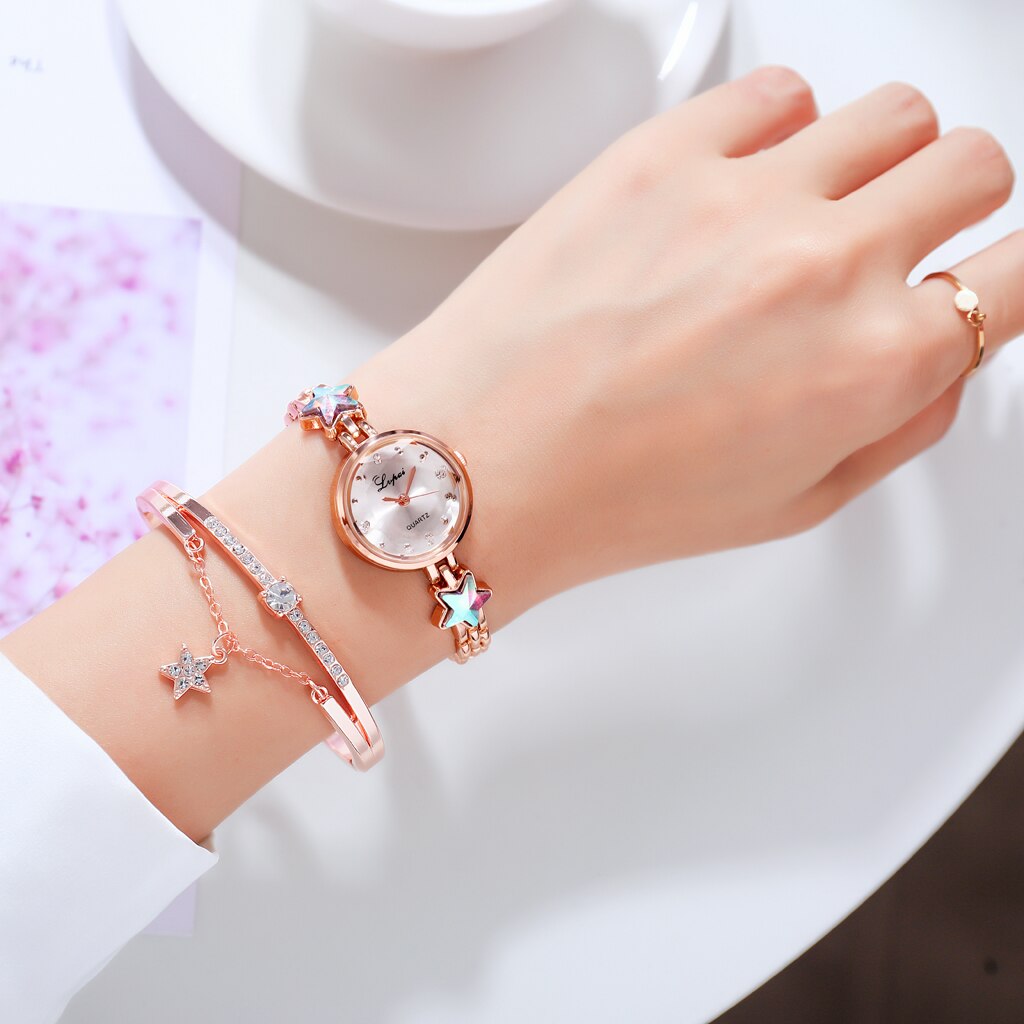 Luxe Horloges Vrouwen Sterrenhemel Armband Rose Gouden Jurk Wome Quartz Horloge Strass Mode Klok Lady Relogio Feminino: P866-RGOW-RG