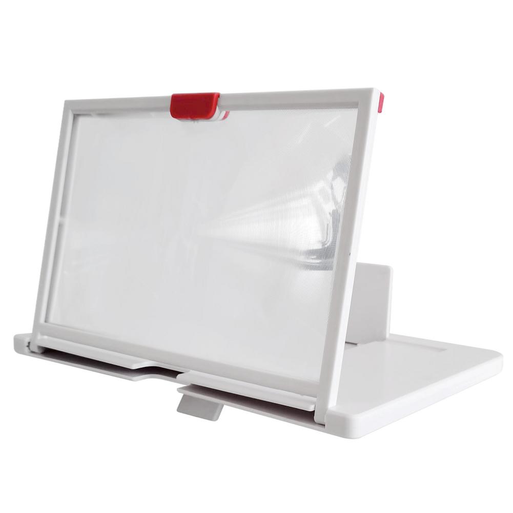 Universele Mobiele Telefoon Screen Vergrootglas 3D Vergrootglas Vergrootglas Video Versterker Projector Beugel Desktop Holder Stand: White