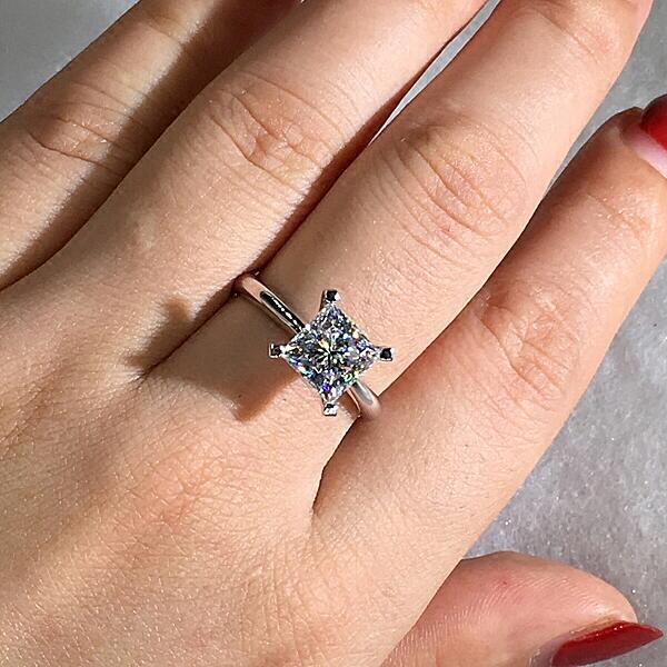 Silber farbe Ringe Für Frauen Schmuck Einfache Platz schneiden AAA CZ Kristall mit 4 krallen Braut Hochzeit Ring Schmuckstück