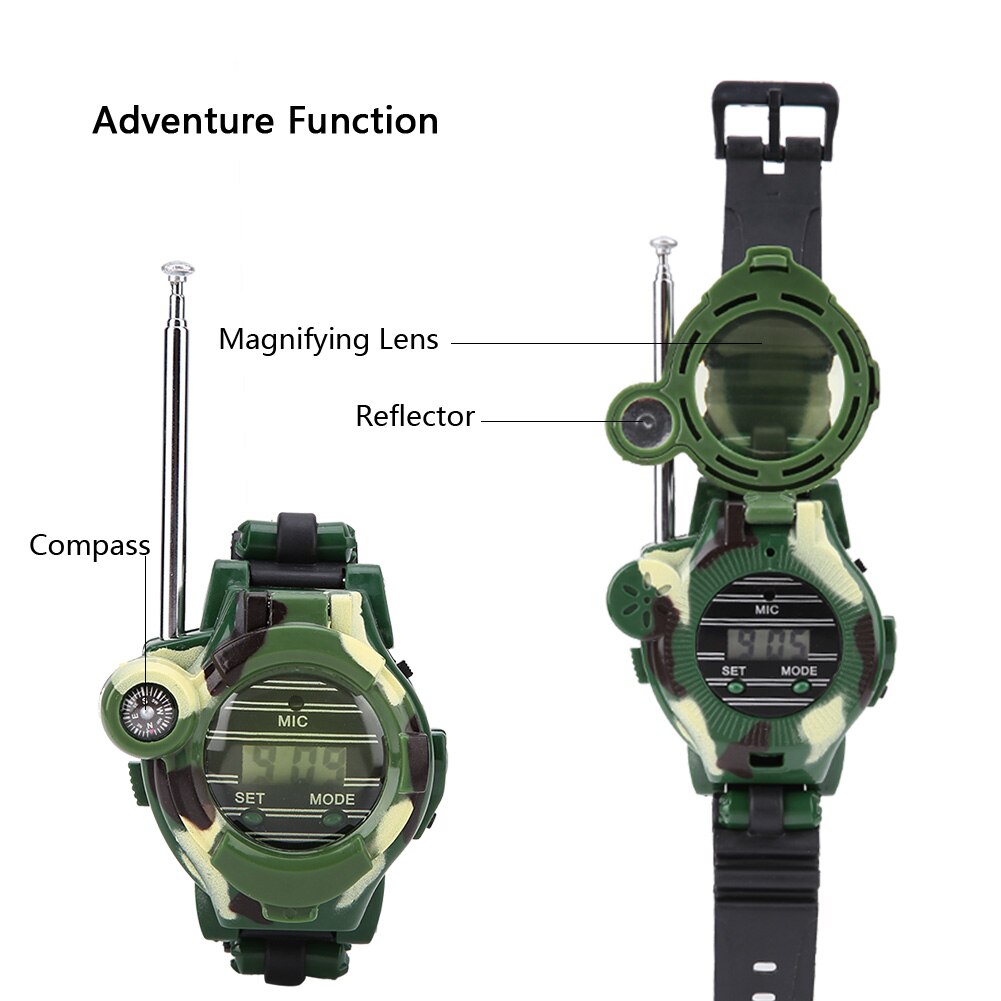 SOONHUA-Walkie Talkies con linterna con brújula para niños, 2 uds., reloj para exteriores, juguete para