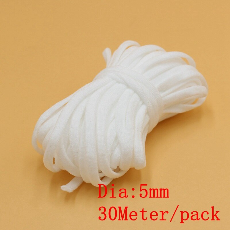 5/10/30 meter/parti 3/5mm maske elastikbånd hvidt elastisk gummibånd syning elastikbånd strækreb/elastikbånd til maske: 5mm 30 meter