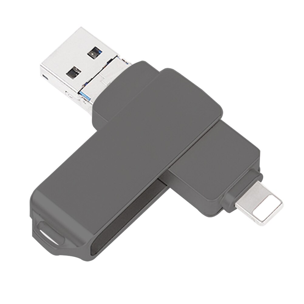 BRU OTG Usb Flash Drive 3.0 3w1 16G32G64G Pendrive 128G256GB dla iPhone 11 Pro XS X Android type-c Pen Drive Photo Stick: 64GB / Black