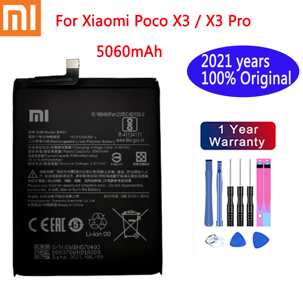 years 100% Original Xiao mi BN57 5060mAh Phone Battery For Xiaomi Pocophone X3 Poco X3 Pro Replacement Batteries Free Tools