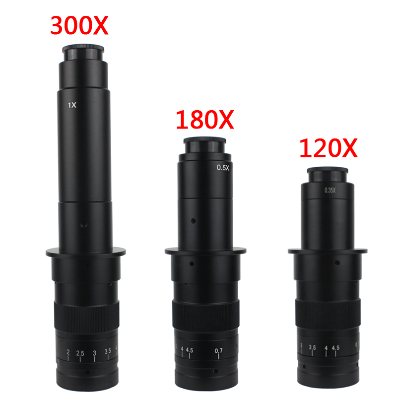 180x 120x 300x zoom c-mount-objektiv mikroskop barlow hjelpeobjektiv for hdmi usb industrivideomikroskopkamera