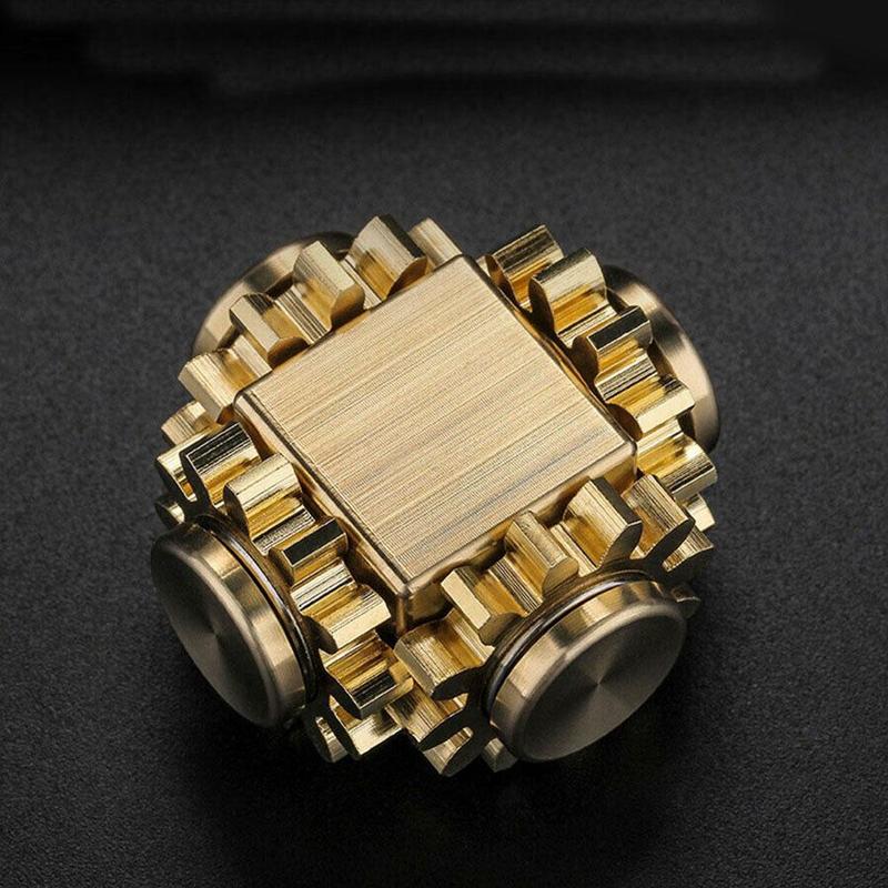 Fingertip gyro gear linkage cube pure copper finger mechanical gyro adult decompression toy 1
