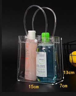 1 Uds. Bolsa de hielo portátil para vino, cerveza, champán, bolsa de hielo para bebidas, bolsa enfriadora, transportador plegable, bolsas de cesta transparente de PVC: 15x13x7cm