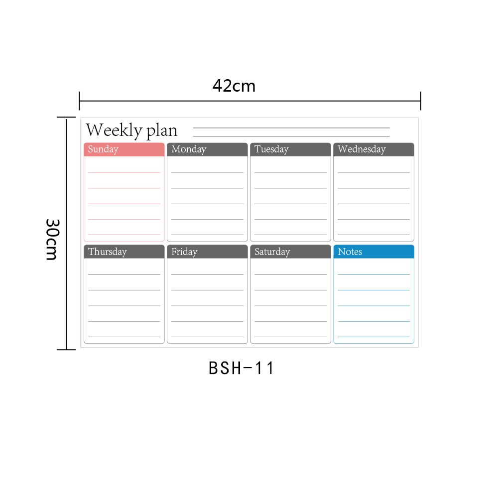 Whiteboard Size Monthly And Weekly Schedule Dry Wipe Magnetic Refrigerator Calendar Message Post Whiteboard Fridge Magnet: Bsh11