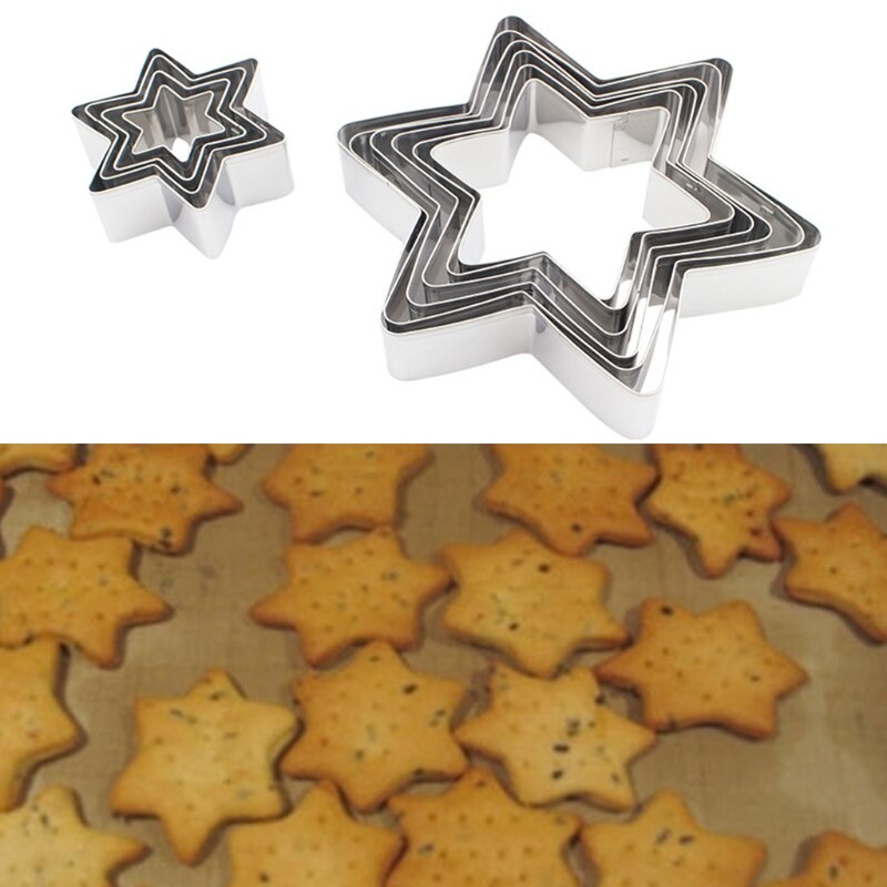 Stjerne kakeutstikker sett 10 deler assorterte størrelser stjerne kakeformer rustfritt stål metall seks spisse stjerne tidligere tidligere