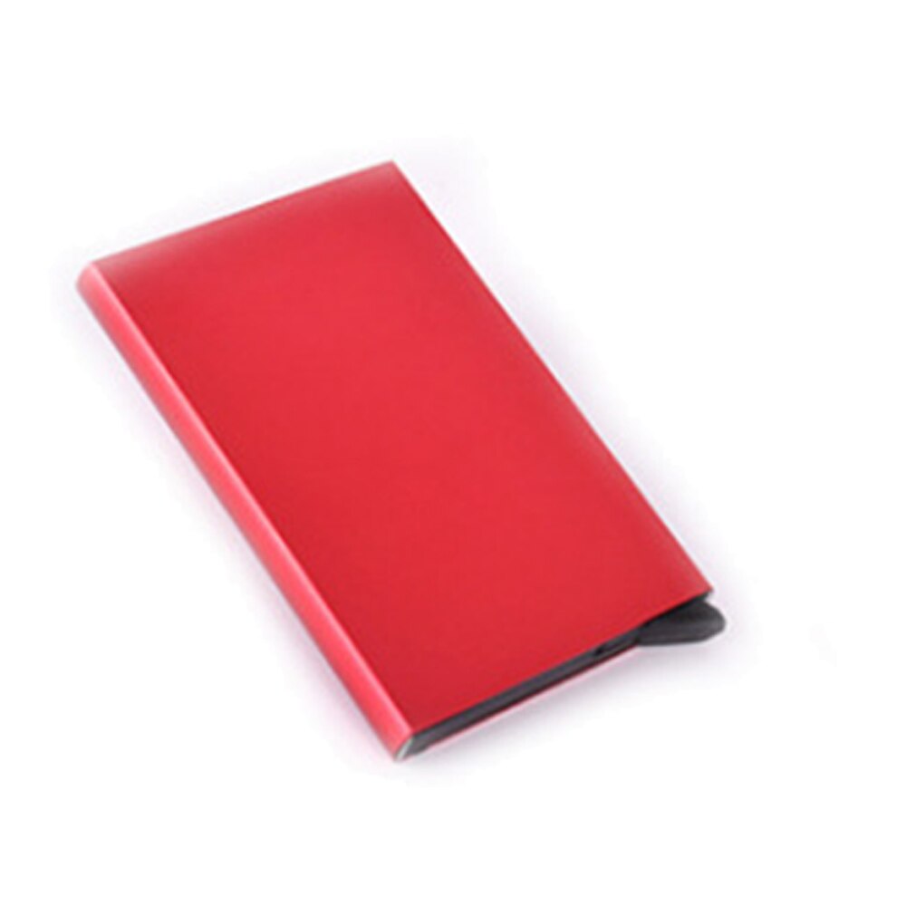 Anti-theft ID Credit Card Holder Thin Aluminium Metal Wallets Pocket Case Bank Women Men Credit Card Box: Red