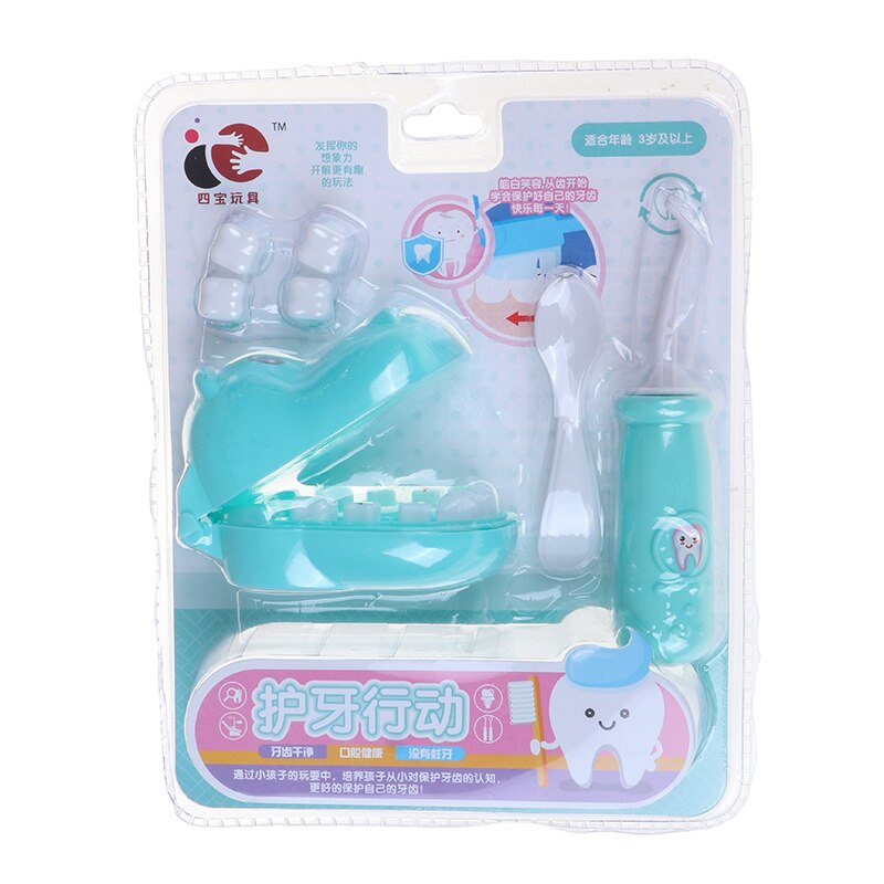 1Set Tandarts Controleren Tanden Model Set Medische Kit Educatief Rollenspel Simulatie Learing Speelgoed Voor Kinderen Kids Pretend Play speelgoed: Blue