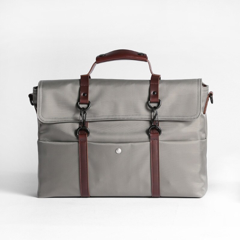 Vanntette menn forretningskofferter mannlig crossbody skulderveske nylon laptop messenger bags enkle reise uformelle håndvesker  xa636zc: Grå