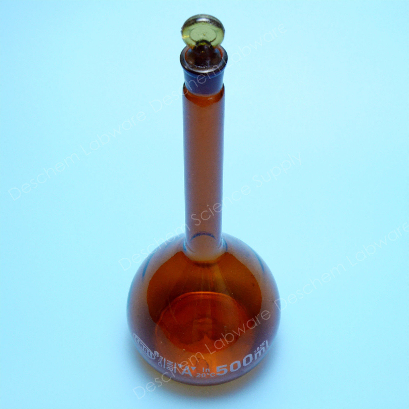 500ml,Amber Brown Volumetric Flask,Glass Bottle,W/Stopper,Lab Chemical Glassware