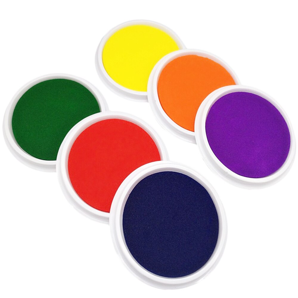 6 stk håndblækpude stempelpude vaskbar fingerpalmblæk farverig graffiti blækpude til børn børn (tilfældig farve): Default Title