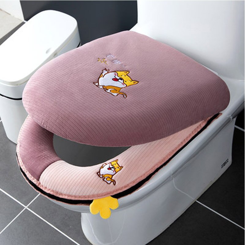 Cotton Linter Overcoat Toilet Case Bathroom Multi Color Toilet Mat Warm Toilet Seat Cover: A14