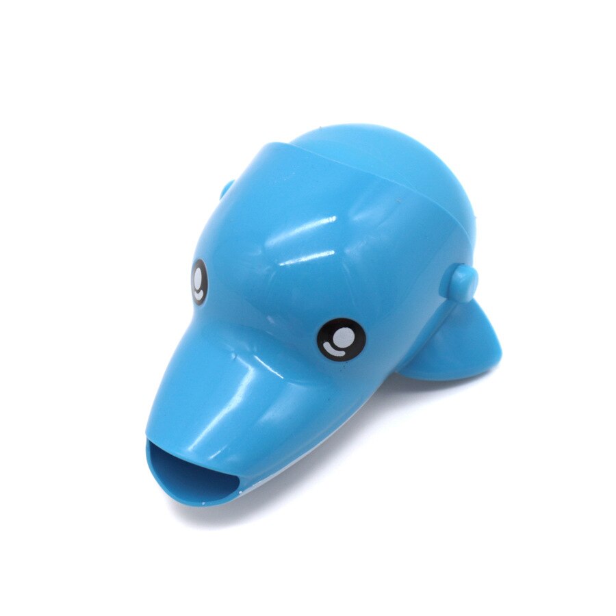 Cartoon Faucet Tap Extender Baby Shower Toy Duck Dolphin Elephant Toddler Kids Hand-washing Faucet Bathroom Sink Bibcock Tap: Blue Dolphin