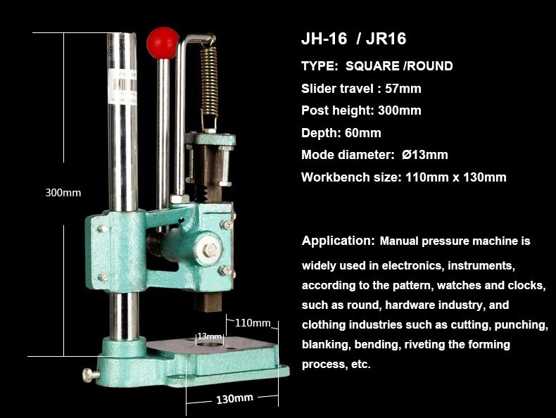 Industrial JH16 /JR16 prensa de mano Manual de la máquina de prensas pequeña máquina industrial prensa de mano Mini industrial de prensa de la mano