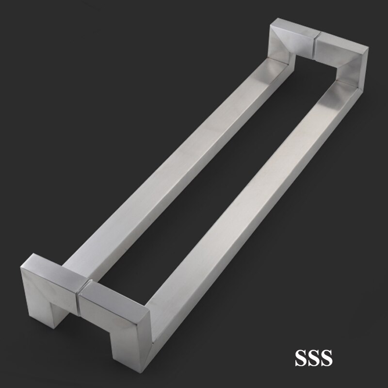 Stainless steel thickened black square tube double curved glass door handle bathroom handle with frame without frame