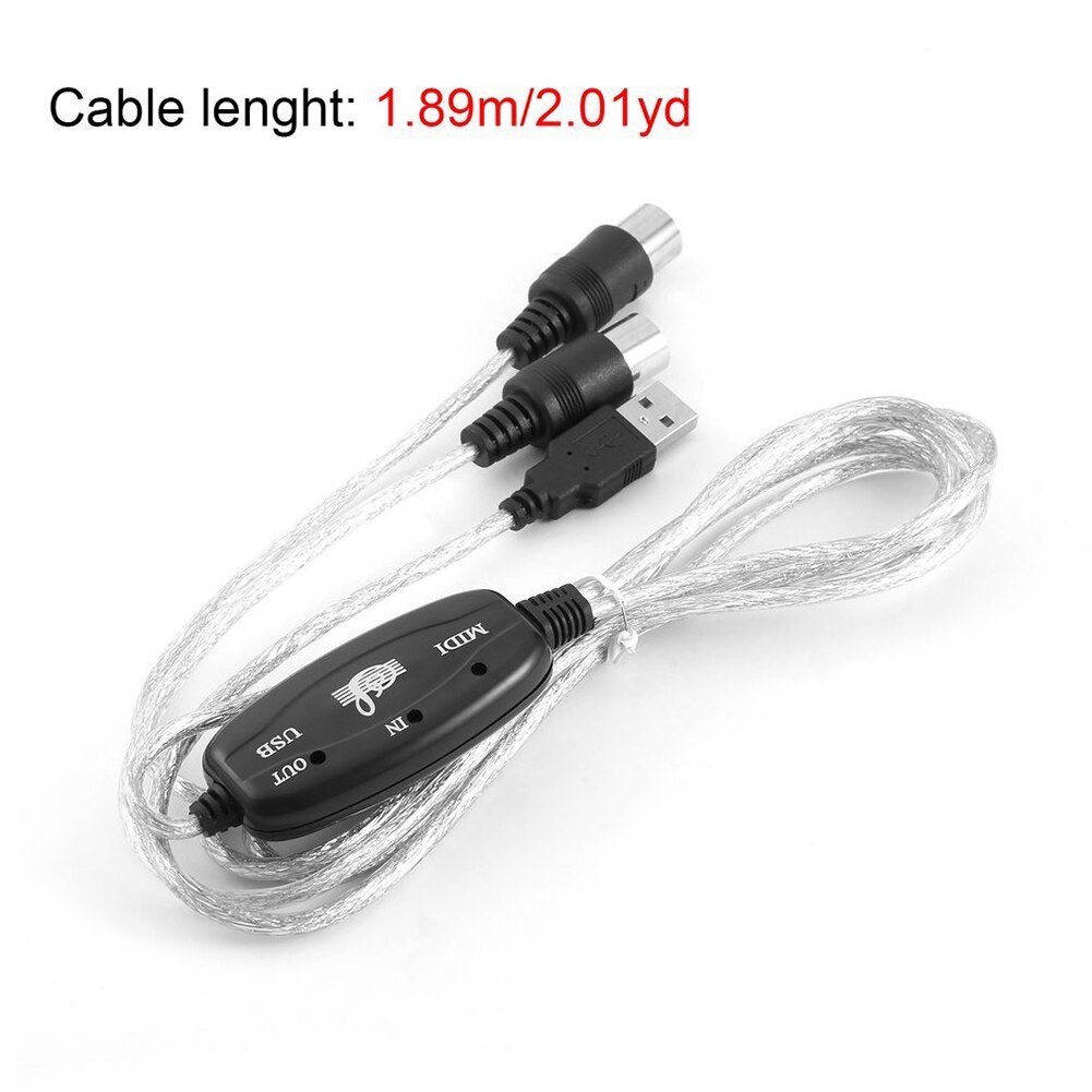 MIDI to USB Interface Cable Adapter for Keyboard Electronic Drum PC to Music Keyboard Cord MVI-ing