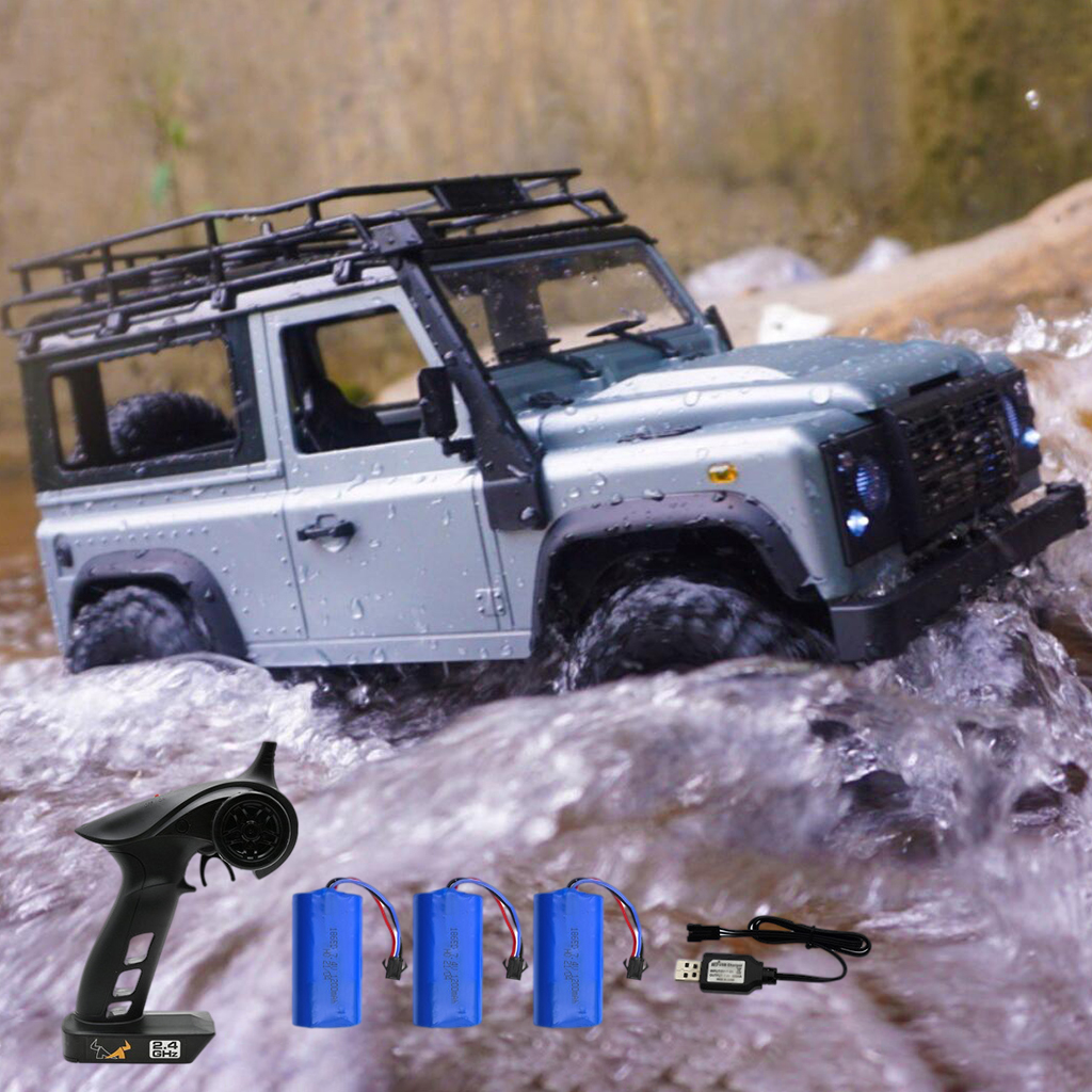 2,4g scale 1:12 -wheel stick for kids rc rock crawler car model car toy: 3 batteries