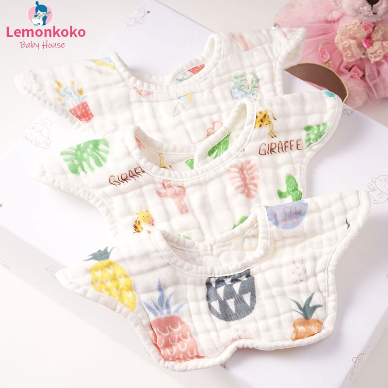 Garza di Cotone Del Bambino Rotondo Petalo Bib Traspirante Assorbimento di Acqua Della Bocca Del Bambino di Acqua Asciugamano Carino Cartone Animato per Bambini Bib: style9