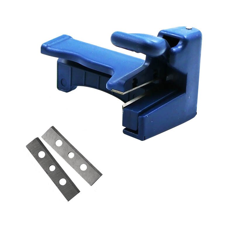 Dispositif de coupe de machine de baguage de bord dispositif de bloc tête de Double bord en bois et coupe-queue pour bande de reliure de PVC de charpentier: blue large