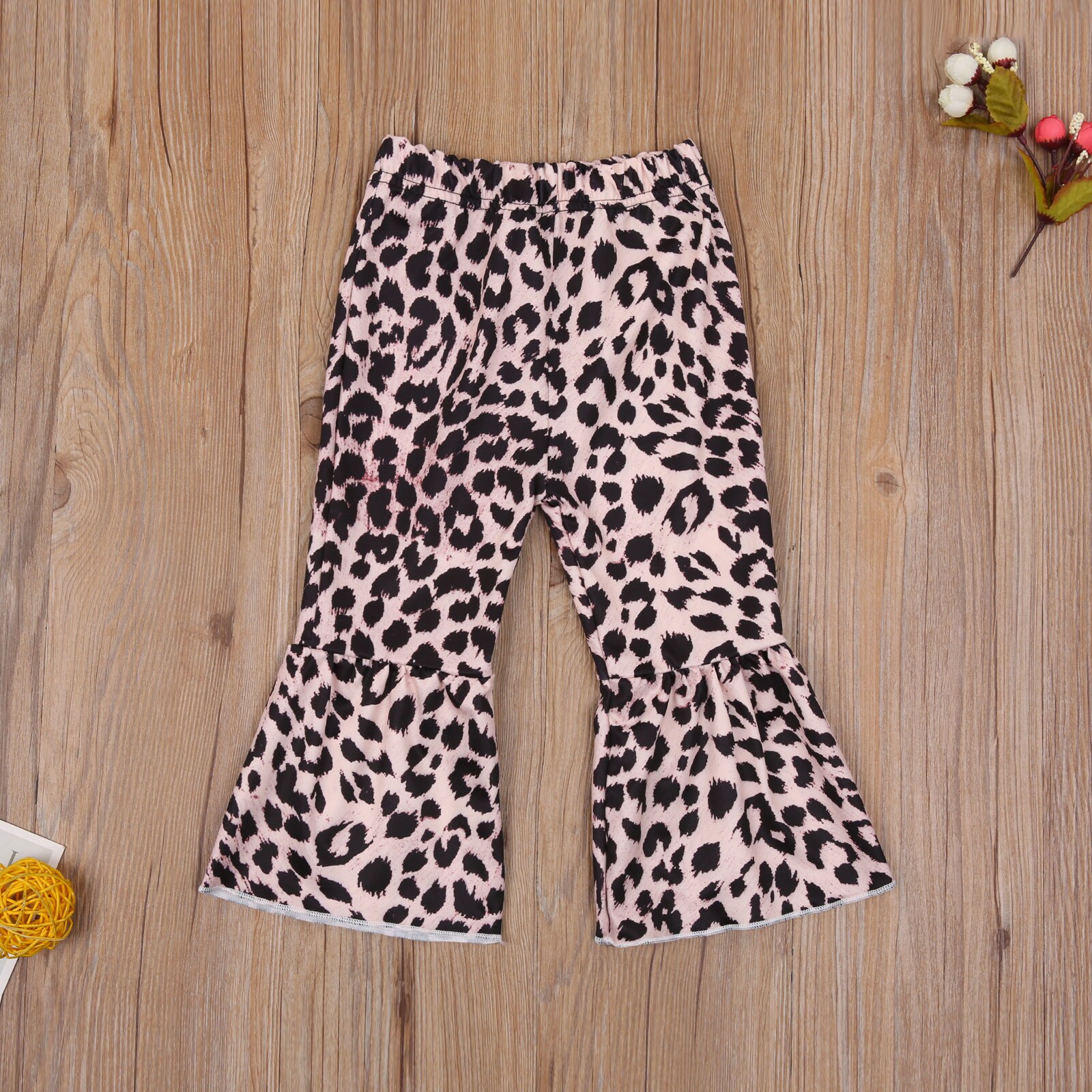 Kinder flare broek voor babymeisjes, kinder trompet ruches slangenpatroon luipaardprint broek voor peuters babykleding