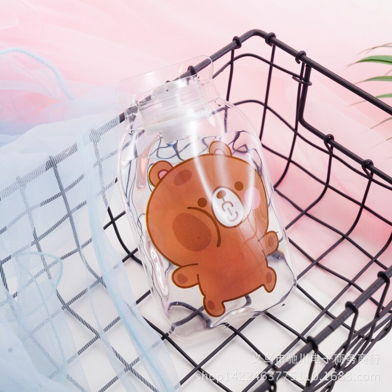 Kreskówka druk kolorowy przezroczysta poduszka elektryczna torba robić wtrysku gorącej wody butelka gorącej wody ciepły dom przenośne nawadnianie Han: nowy styl brązowy niedźwiedź