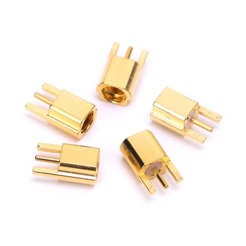 Conector hembra MMCX, montaje PCB con soldadura recta chapada en oro, 3 pines, conector MMCXKE, 5 uds.