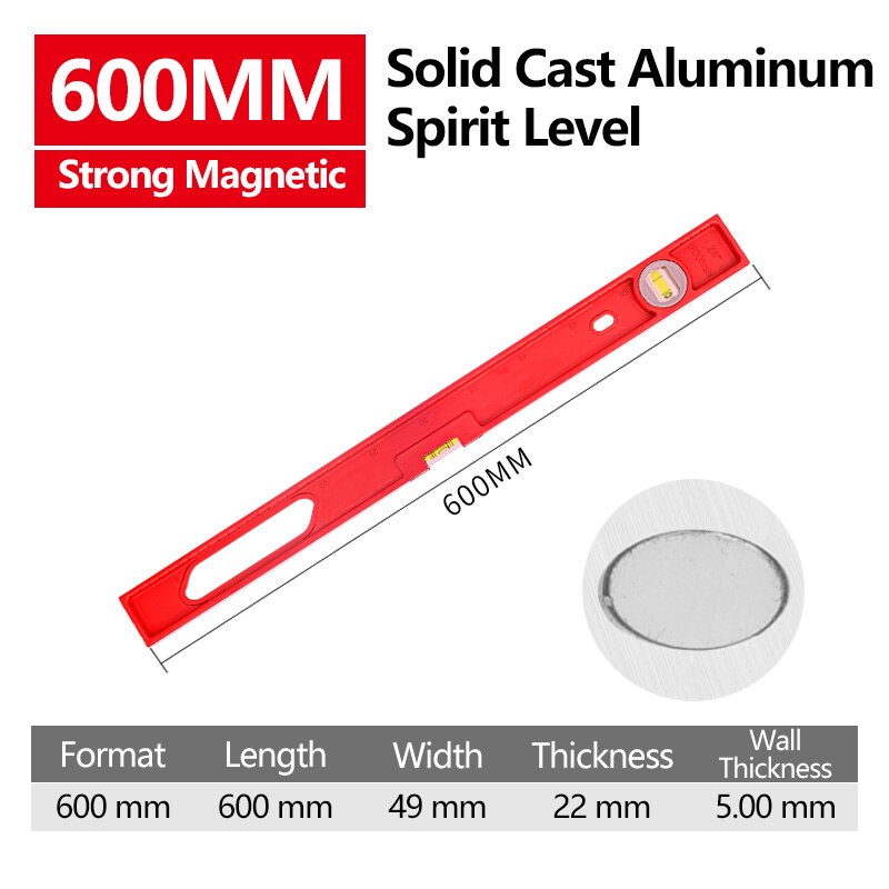 Ingbont 300-1000mm magnetisk vattenpass linjal digital gradskiva vinkelsökare lutningstest 360 graders bubbelmätningsverktyg: 600mm magnetiska