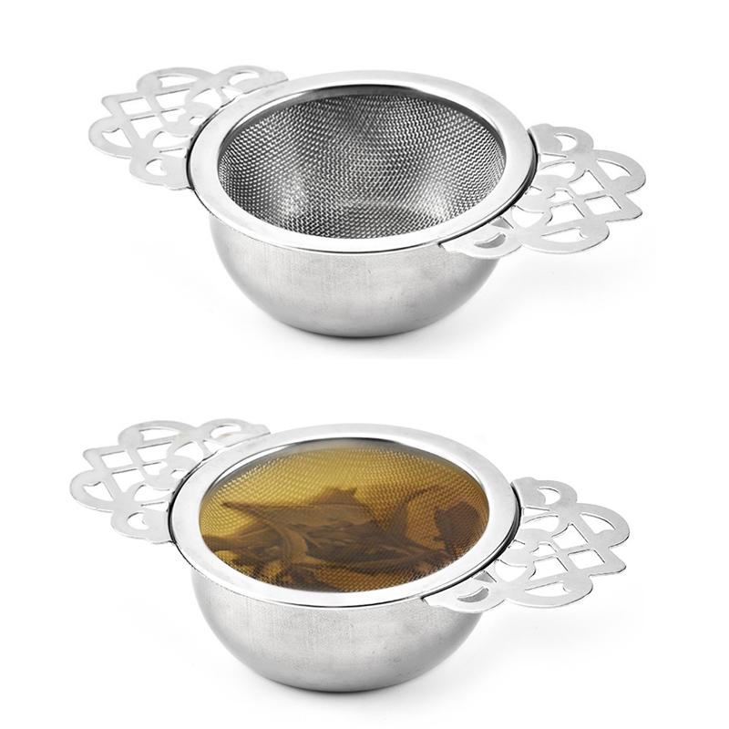 Colino da tè a maglia bene a doppio strato filtro in acciaio inossidabile setaccio da tè pizzo scarico da tè utili infusori da tè accessori da cucina