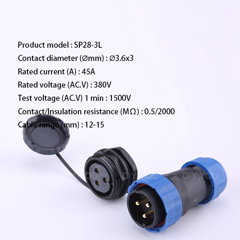 SP28 IP68 Back Nut waterproof connector 2/3/4/5/6/7/9/10/12/14/16/19/22/24/26 Pin plug socket Electric cable Aviation connectors: SP28-3L