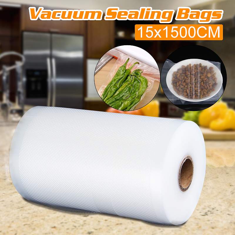 15*1500Cm Vacuümzak Voedsel Vacuüm Roll Zak Verpakking Zak Keuken Voedsel Vacuüm Sealer Zakken Voor Voedsel Vacuüm voedsel Verse Lang Houden
