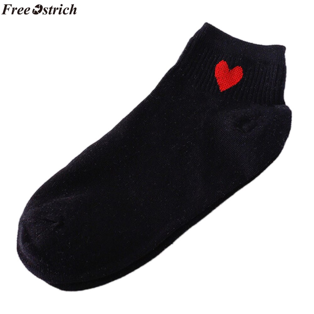 FREE OSTRICH 1 Pair Red Heart Cute College Wind Simple Basic Fresh Cotton socks women in spring summer