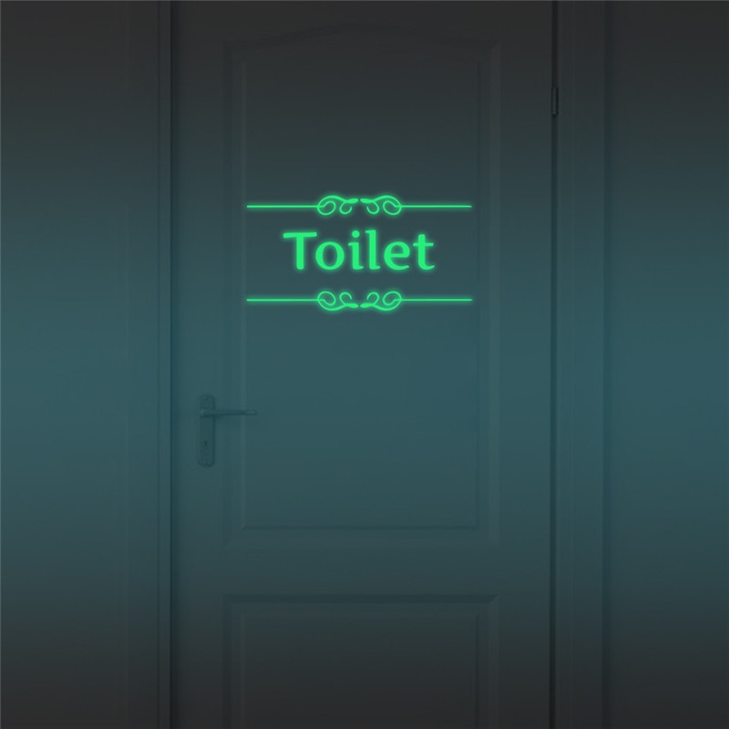 Selvlysende toiletvægklistermærke badeværelse glød i mørket dørklistermærker indretning wc indendørs vinyldecals vintage vægdekoration