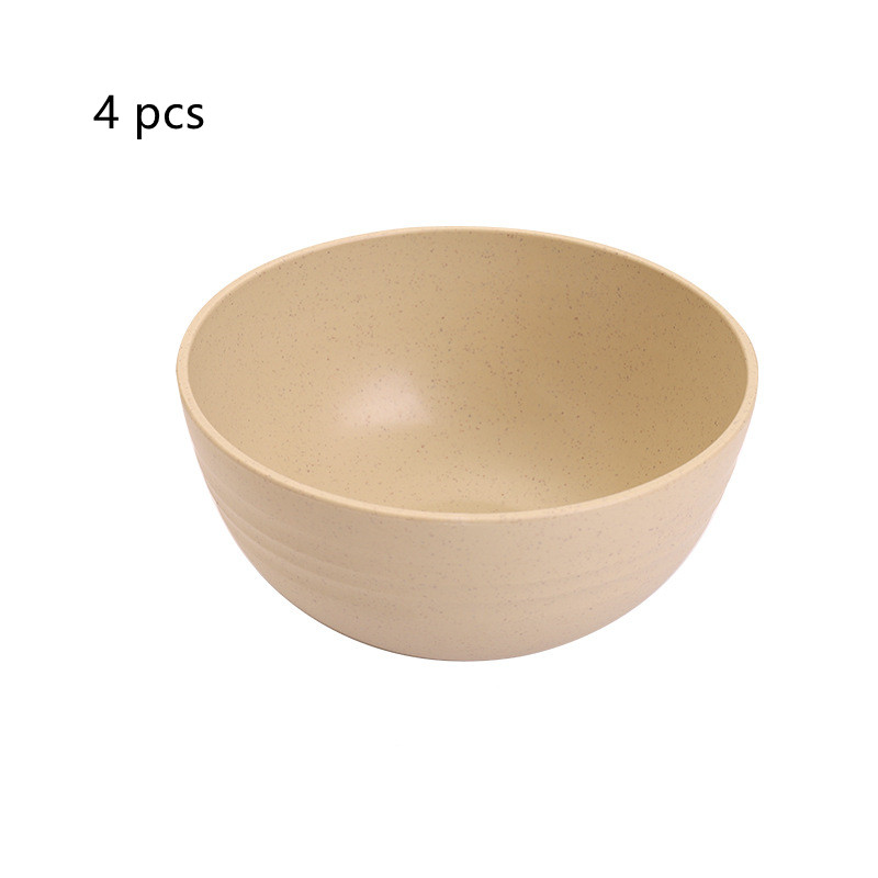 4 stücke freundlicher Schüssel Geschirr Platten für Lebensmittel Gerichte für Portion Suppe Geschirr Einzigen Kunststoff Nicht Zerbrechlich essen Weizen Stroh schüssel: Beige / 15 cm