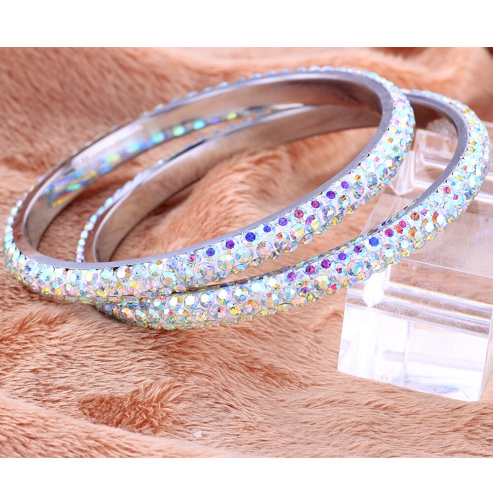 trois rangées cristal Pave bracelets pour les femmes de en acier inoxydable bijoux Bracelet Bracelet