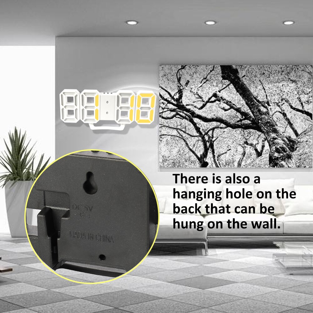 3D LED Digital Clock with Night Mode Adjust the Brightness Electronic Table Clock Alarm Clock Wall Glowing Hanging Clocks